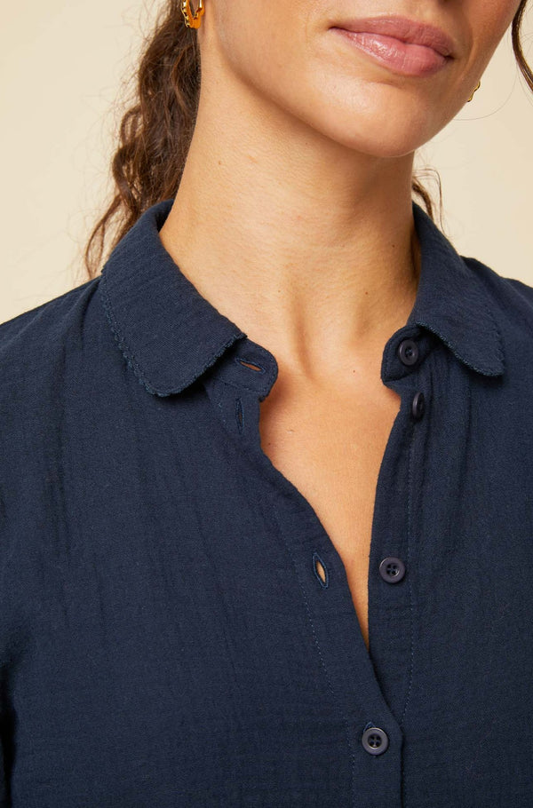 Olive Cheesecloth Blouse | Navy