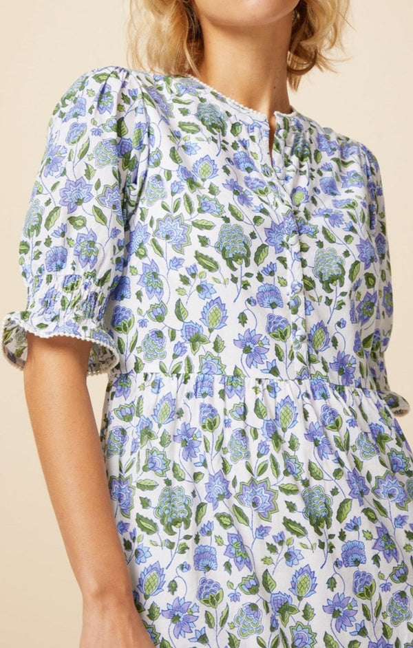 Cordelia Block Print Dress | Blue/Green