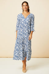Virginia EcoVero™ Midi Dress | Navy/White