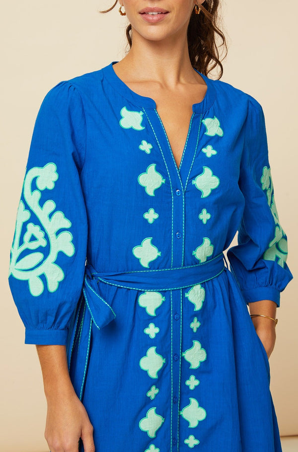 Milly Applique Dress | Cobalt Blue/Green