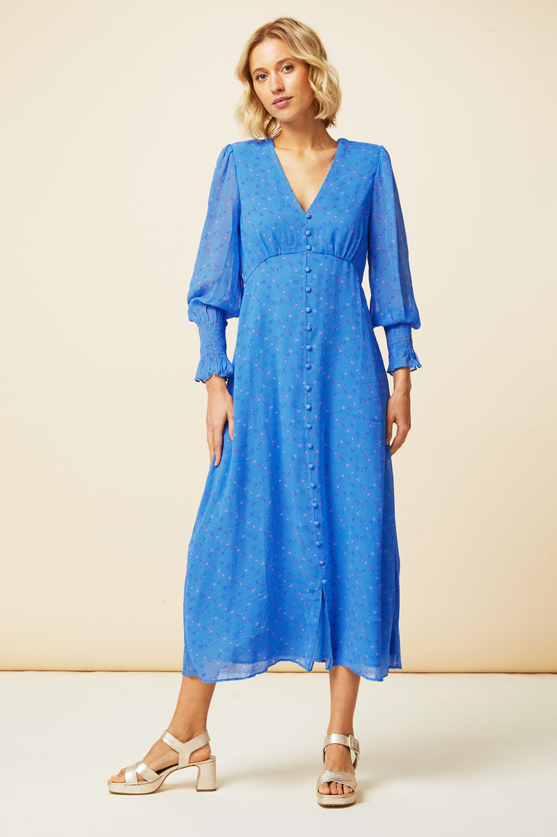Long Sleeve Sally Anne Dress | Blue/Pink
