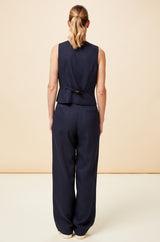 Linen Blend Waistcoat | Navy