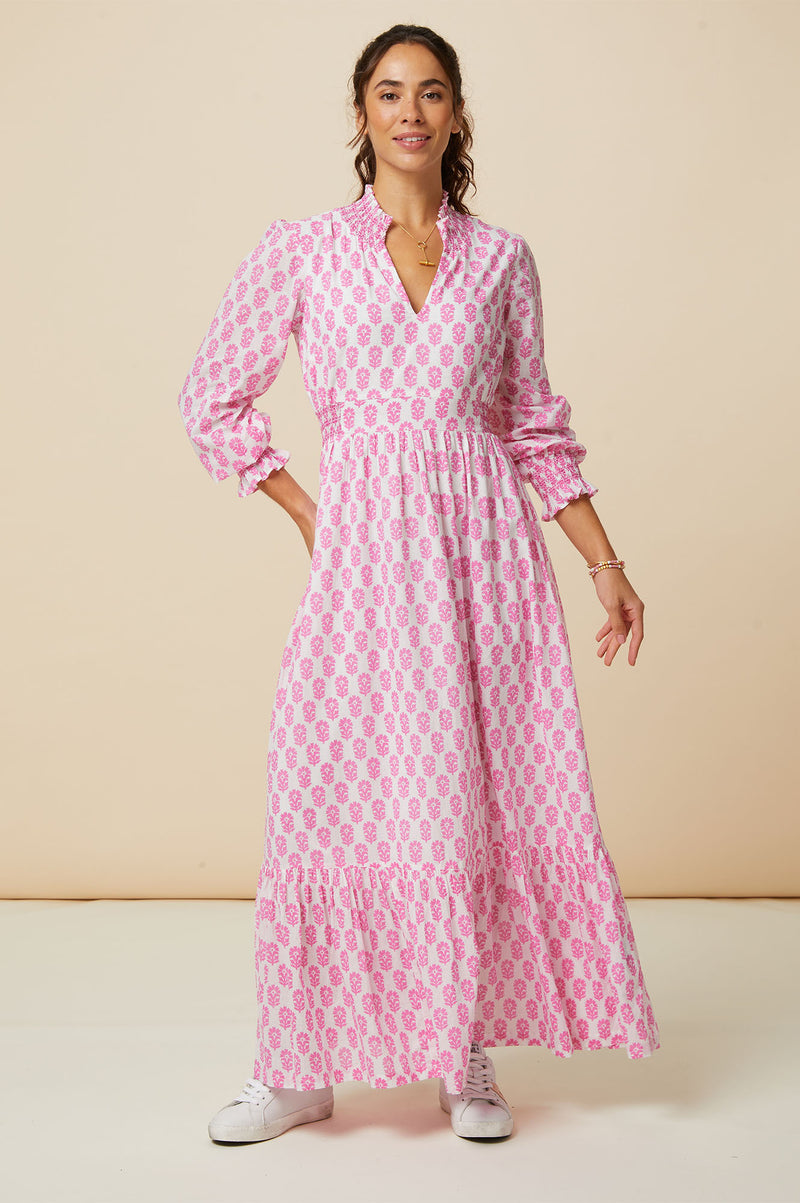 Emmeline Maxi Dress White Pink