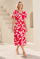 Emily EcoVero™ Dress | Red/Cream