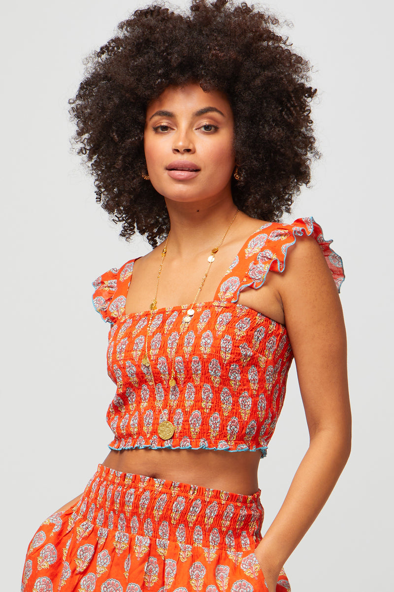 Bryony-Shirred-Top-Carnation-Orange
