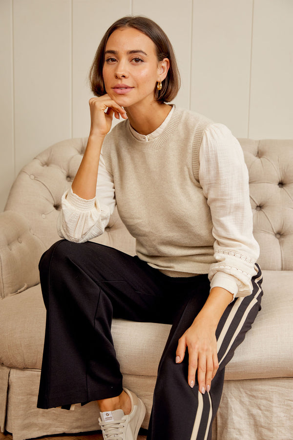 Crew Neck Rib Tank | Taupe