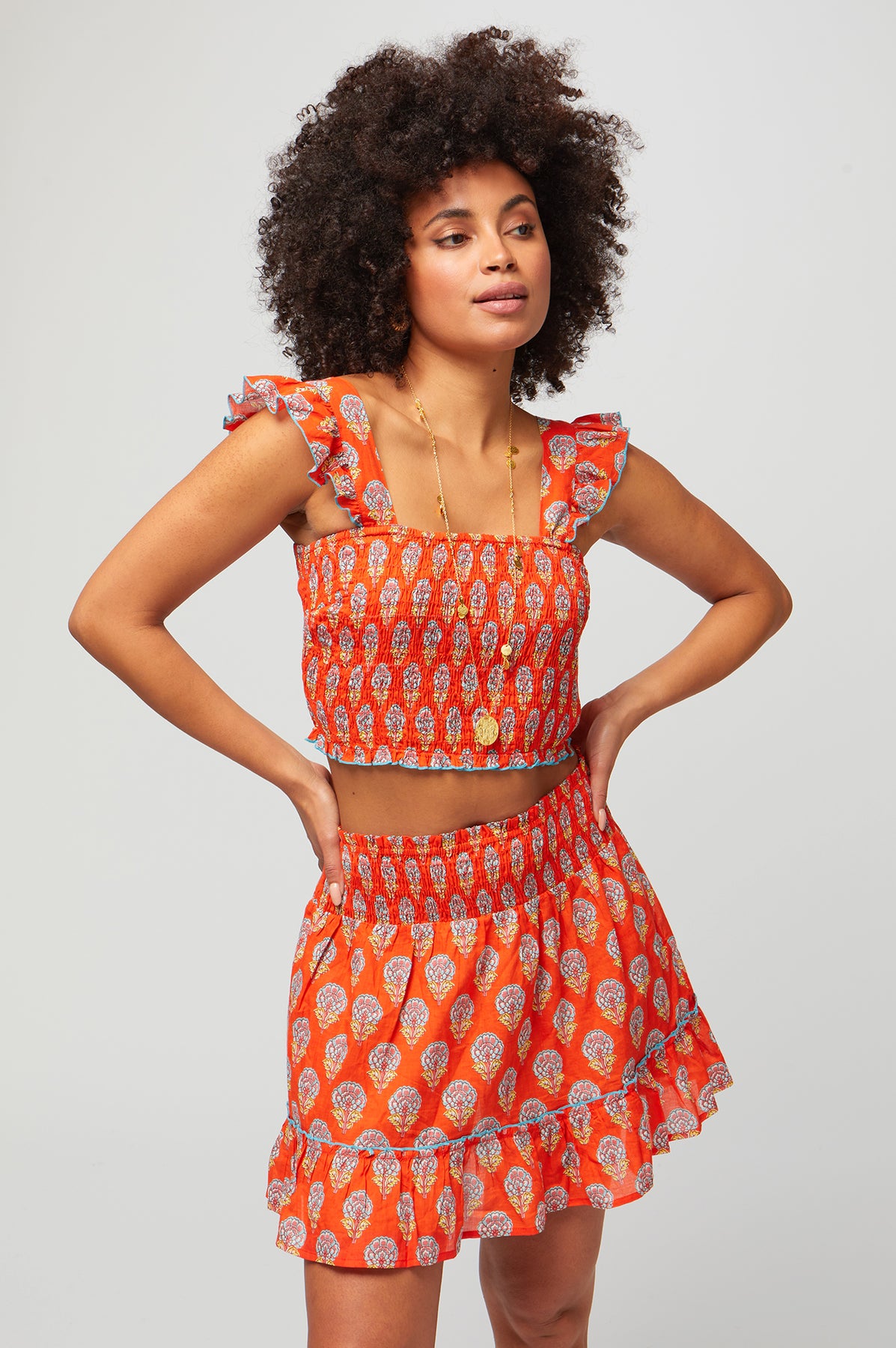 ASOS DESIGN full midi skirt in 70s orange floral print | ASOS
