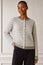 Merino Wool Button Through Stripe Cardigan | Taupe/Cream
