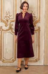 Enid Stretch Corduroy Dress | Burgundy