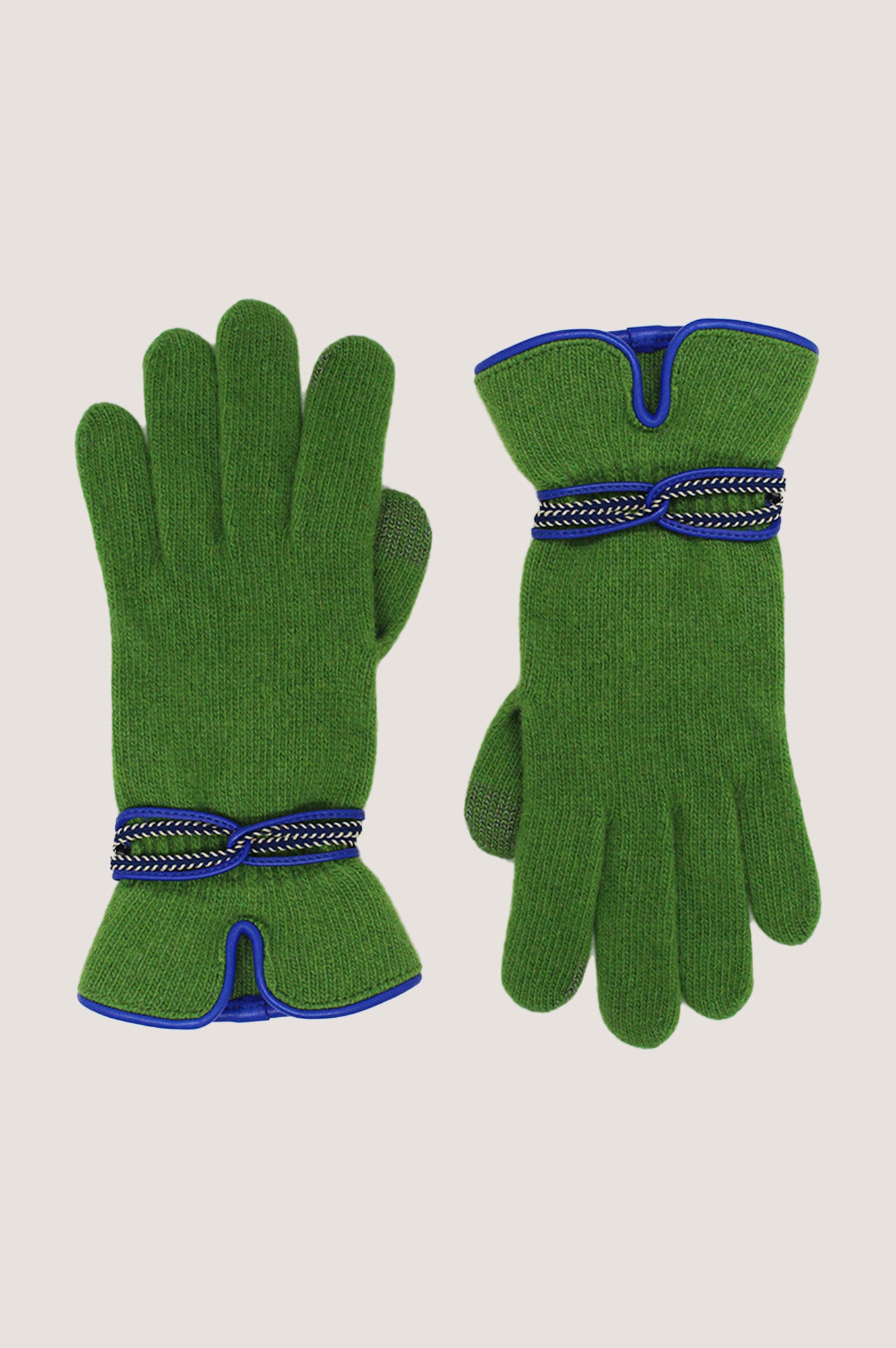 SANTACANA Touchscreen Wool & Cashmere Blend Gloves | Green/Navy