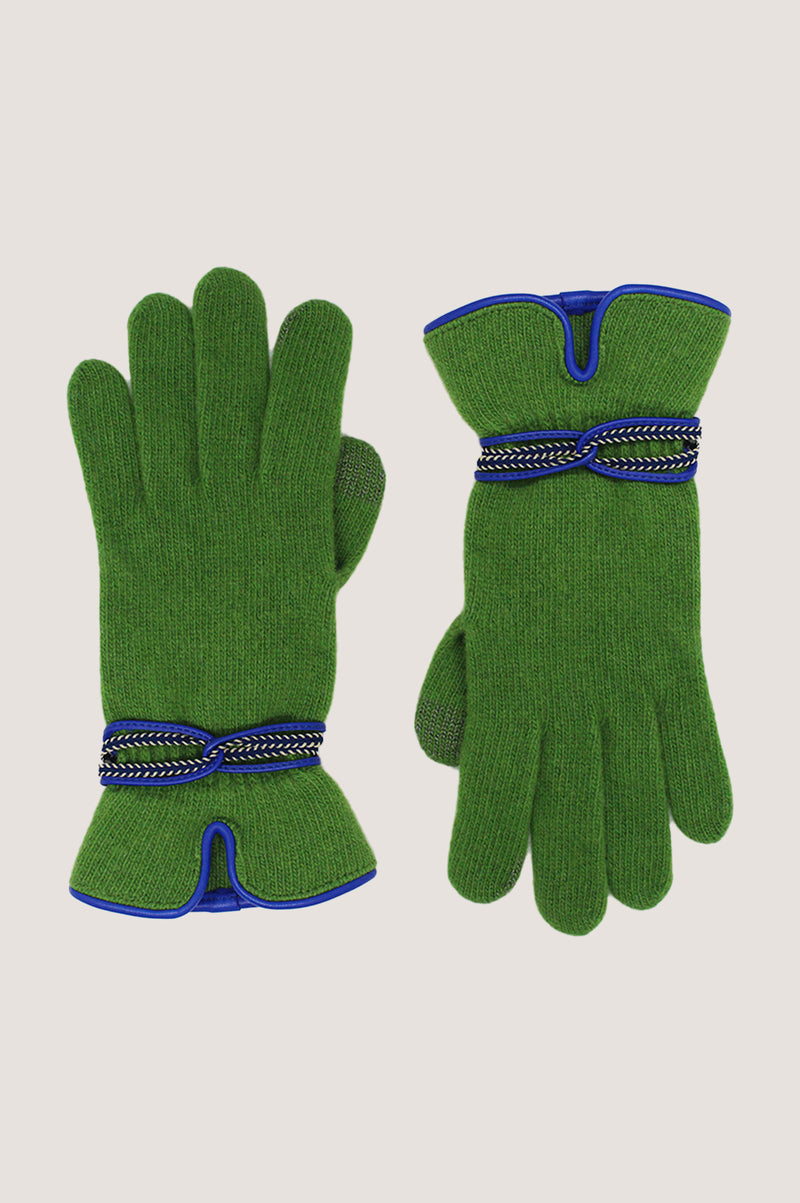 SANTACANA Touchscreen Wool & Cashmere Blend Gloves | Green/Navy
