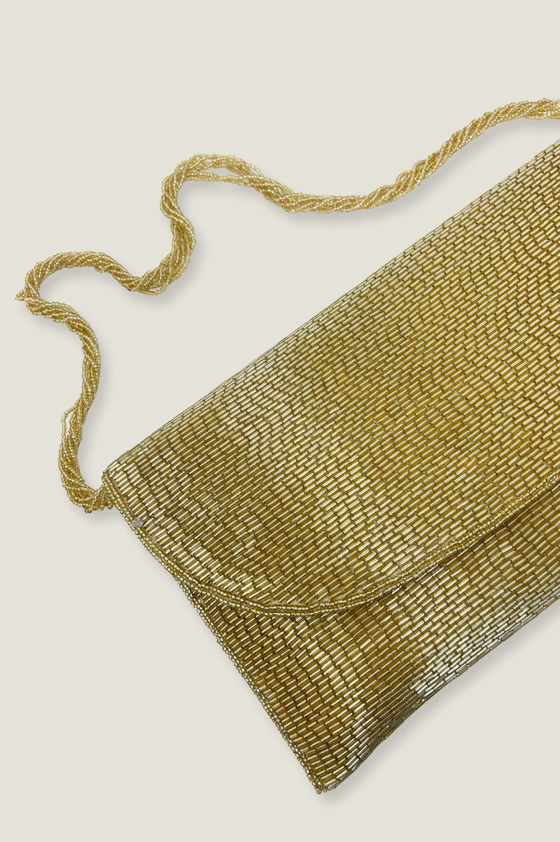 Beaded Clutch Bag Light Gold Aspiga