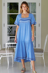 Gracie Embroidered Dress | Sky Blue/Blue