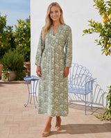 Mara Rayon Dress | Khaki/White