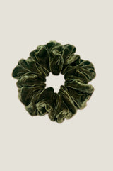 Product photo of the Aspiga Velvet Scrunchie in Dark Olive