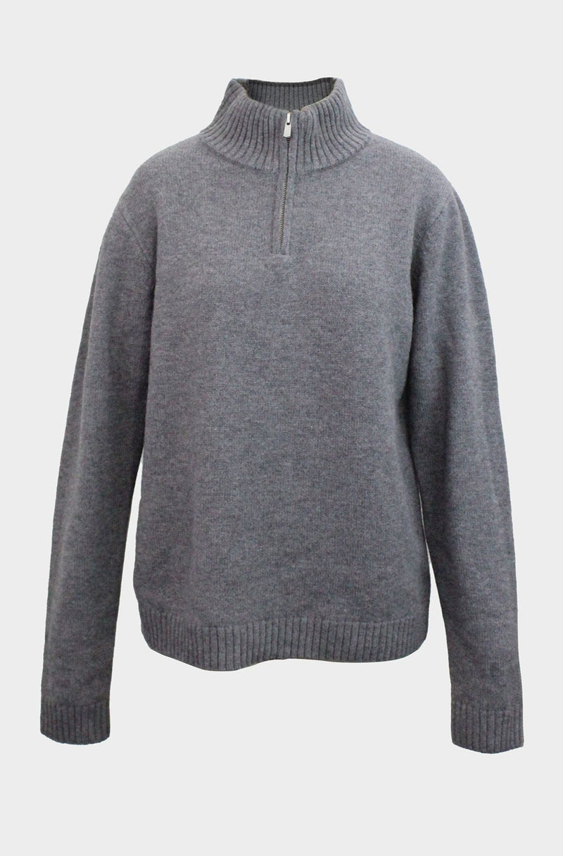 Men's Quarter Zip Jumper | Light Grey/Grey