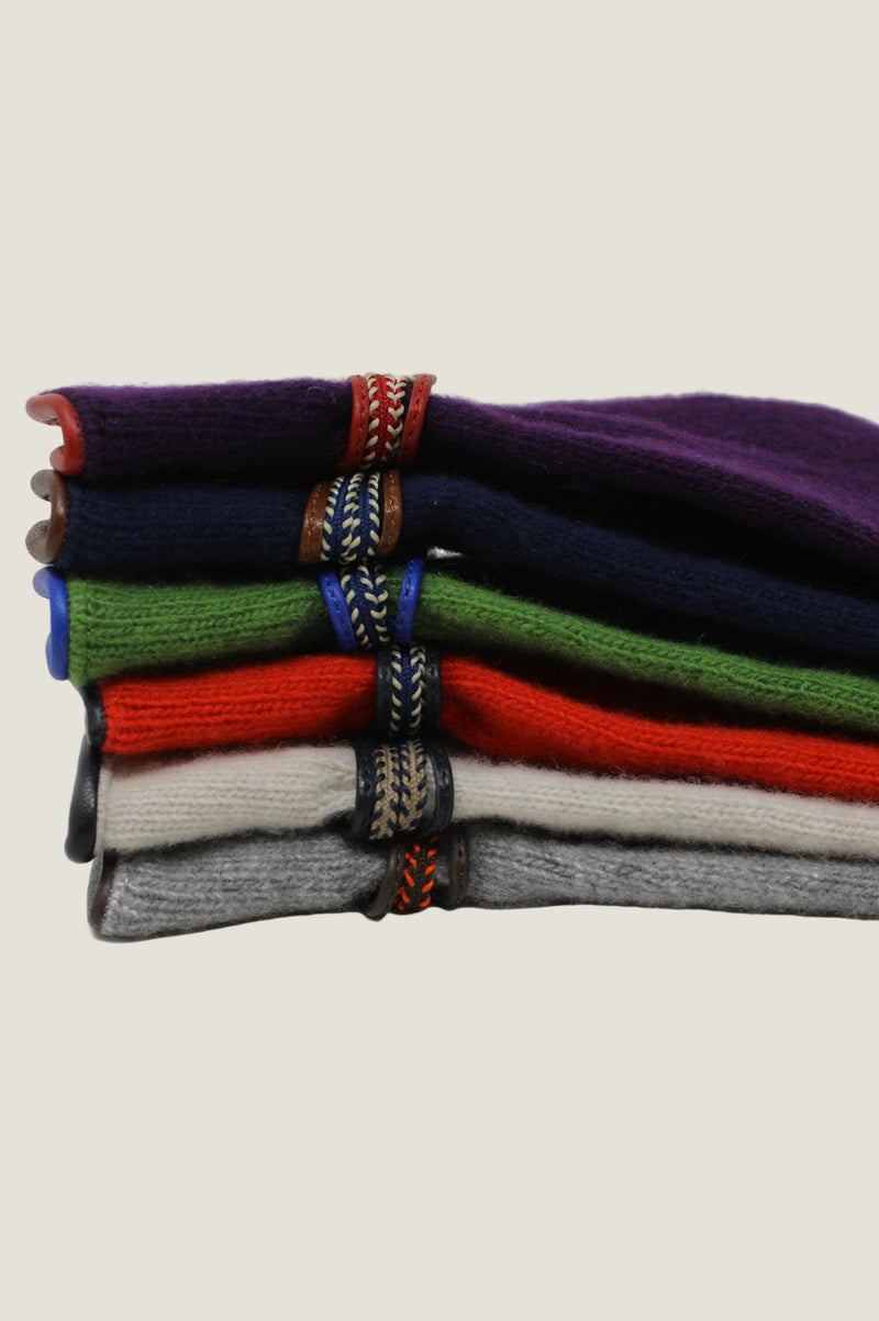 SANTACANA Touchscreen Wool & Cashmere Blend Gloves | Cream/Brown