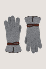 SANTACANA Touchscreen Wool & Cashmere Blend Gloves | Grey/Brown/Orange