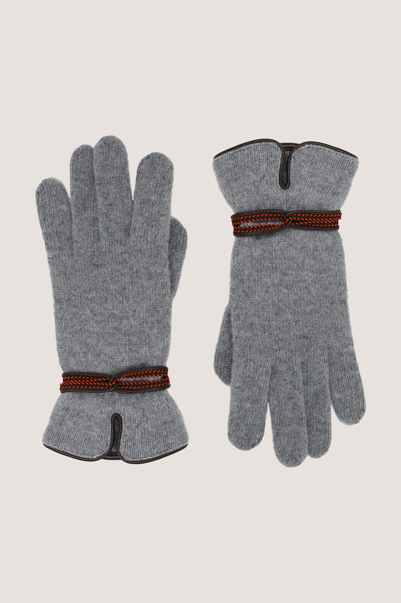 SANTACANA Touchscreen Wool & Cashmere Blend Gloves | Grey/Brown/Orange