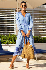 Jamila Embroidered Dress | Blue/Cobalt