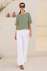 Linen Shell Top | Light Khaki