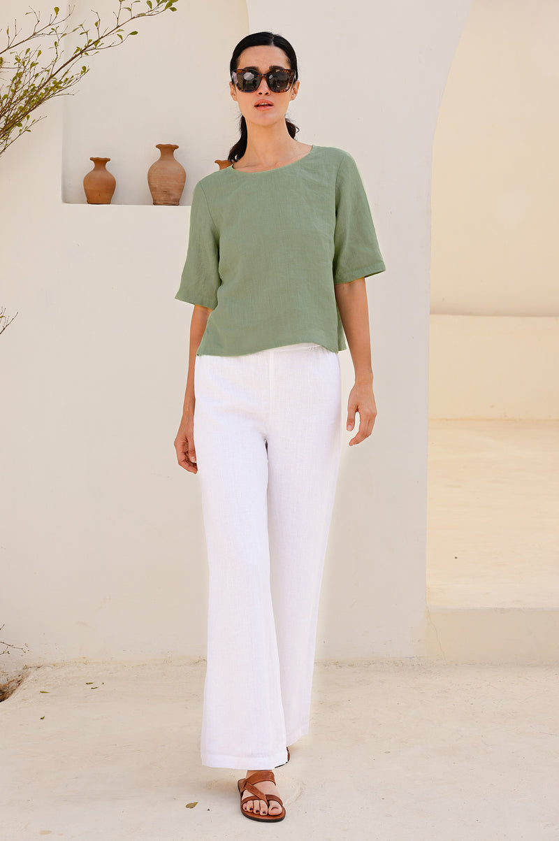 Linen Shell Top | Light Khaki