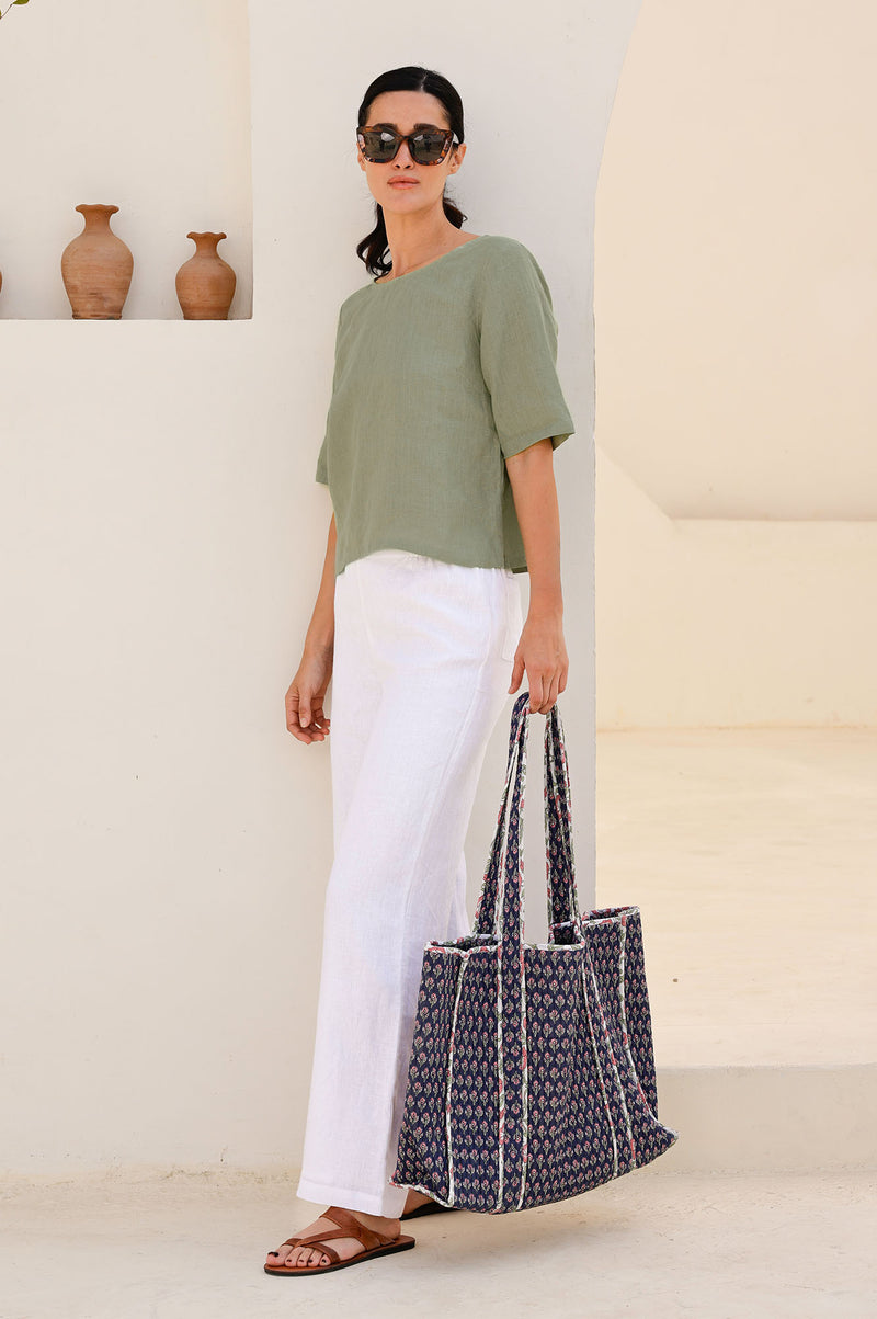 Linen Shell Top | Light Khaki
