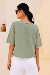 Linen Shell Top | Light Khaki
