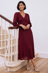 Long Sleeve Sally Anne Dress | Burgundy