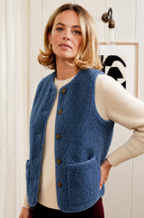 Borg Wool Blend Gilet | Slate Blue