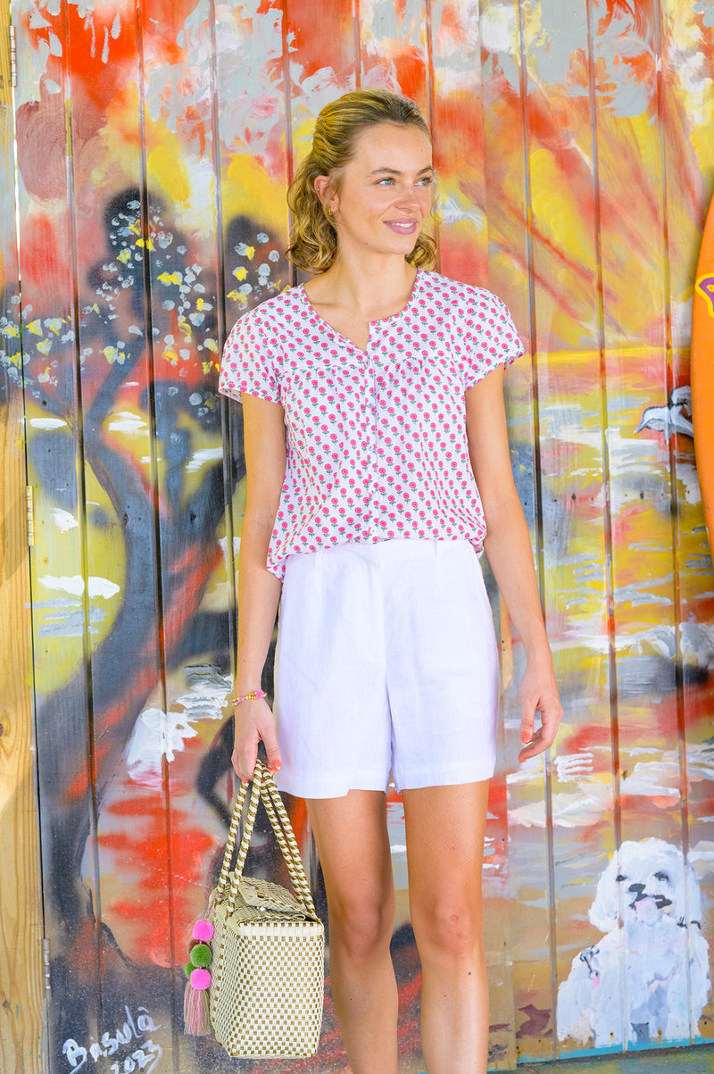 Alexandra Short Linen Shorts | White