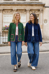 Velvet Quilted Jacket | Navy