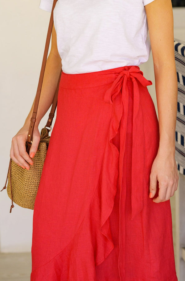 April Wrap Skirt | Hot Red