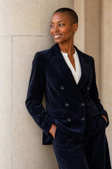 Oversized Double Breasted Corduroy Blazer | Deep Navy