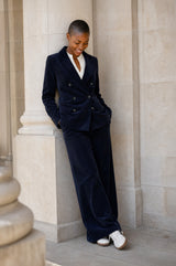 Oversized Double Breasted Corduroy Blazer | Deep Navy