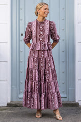 Moxi Peplum Maxi Dress | Burgundy/Pink