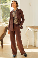 Linen Blend Trousers | Chocolate