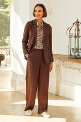 Linen Blend Trousers | Chocolate