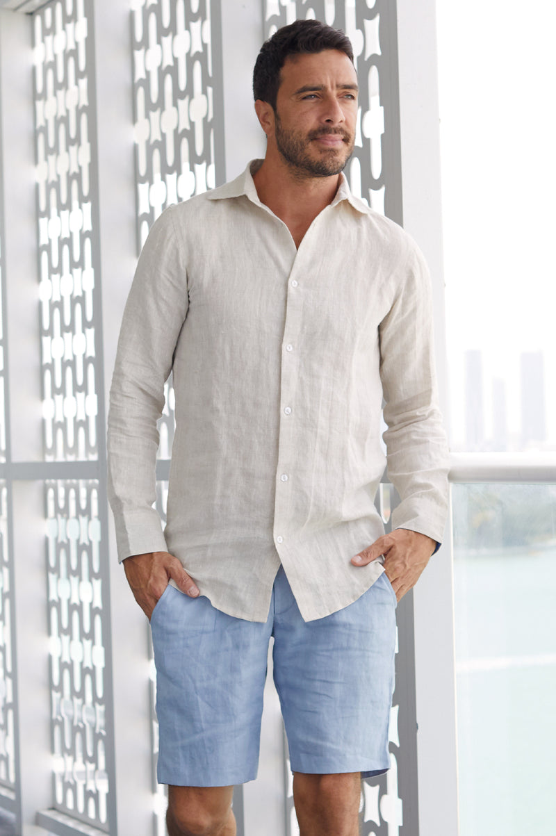 Men’s Premium Linen Shorts | Dove Grey