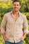 Men's Organic Cotton Shirt | Stamp White/Red/Blue