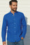 Men's Nehru Collar Linen Shirt | Cobalt Blue
