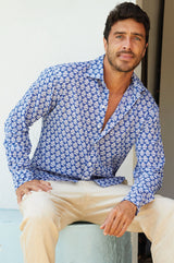 Men's Organic Cotton Shirt | Batik Blue/White - Aspiga