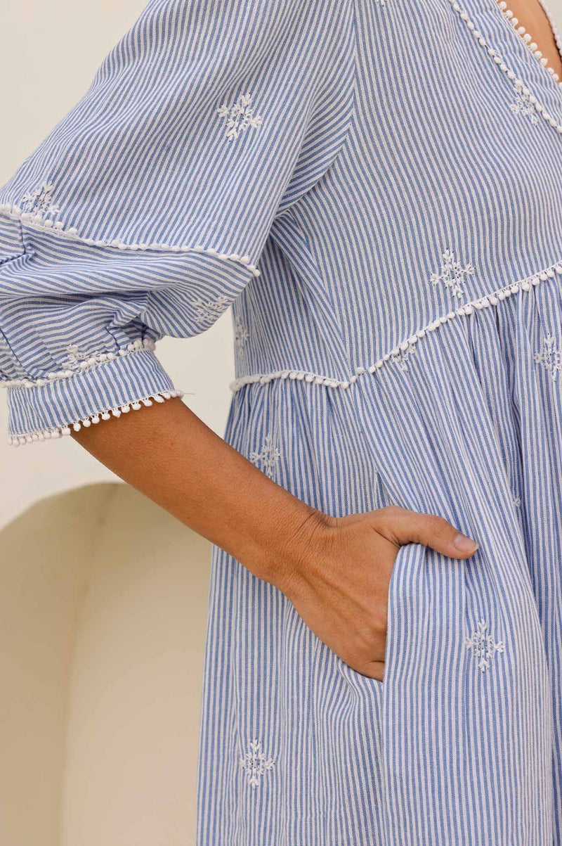 Mindy Dress | Stripe Blue