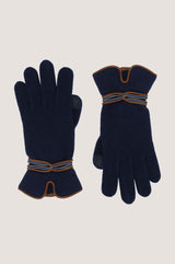 SANTACANA Touchscreen Wool & Cashmere Blend Gloves | Navy/Tan