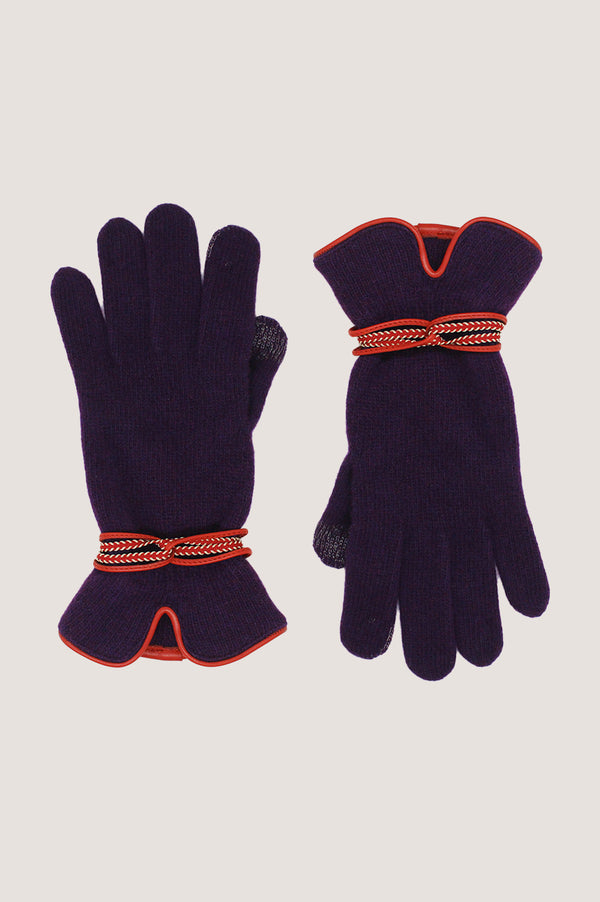 SANTANCA Touchscreen Wool & Cashmere Blend Gloves | Fig/Red