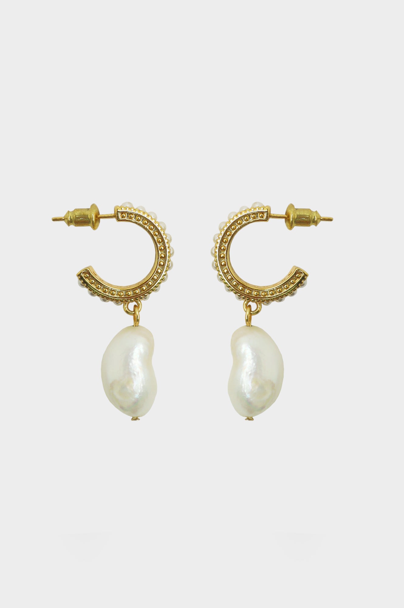 ASHIANA Pearl Drop Hoop Earrings | Gold