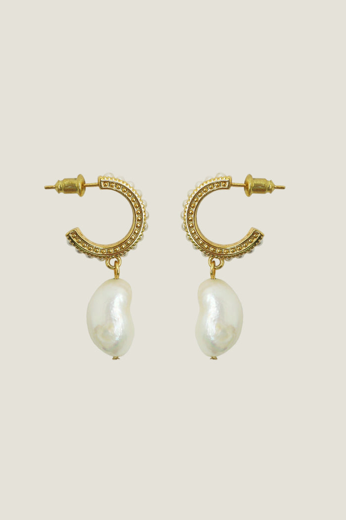 aspiga Pearl Drop Hoop Earrings