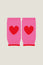 Merino Wool Fingerless Heart Gloves | Pink/Red