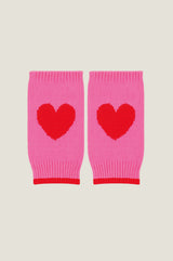 Merino Wool Fingerless Heart Gloves | Pink/Red