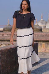 Ilana Frill Organic Cotton Gauze Top | Black